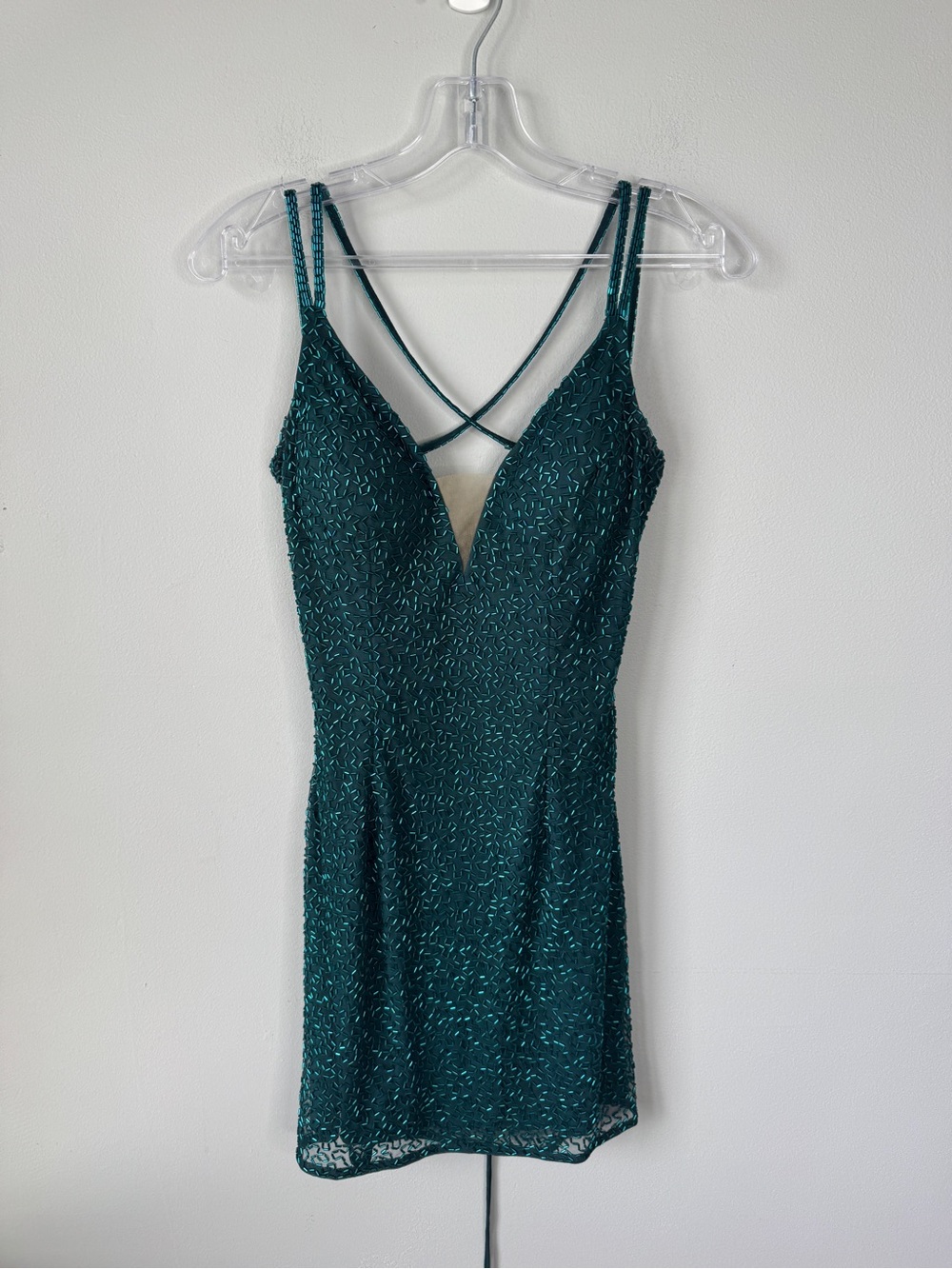 Alyce Paris Teal Green Strappy Mini Dress